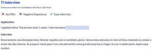 Exemplo de feedback negativo no Glassdoor